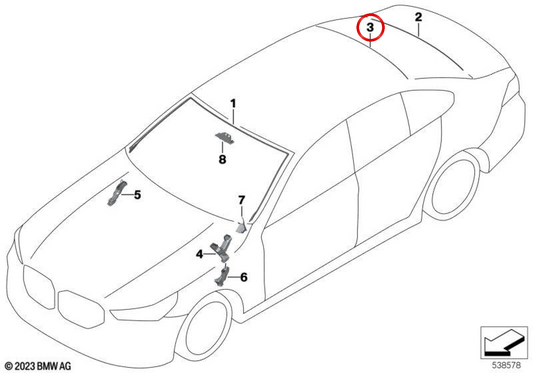 UPPER MOLDING REAR LUneta OEM 51315B3DD41 for BMW G68. Original BMW.