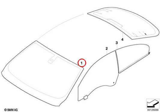 Parabrezza verde con banda solare e sensore di pioggia OEM 51317008905 per BMW E63, E64. BMW originale.