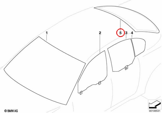 Janela traseira verde OEM 51317027080 para BMW E60, E61. BMW genuíno.