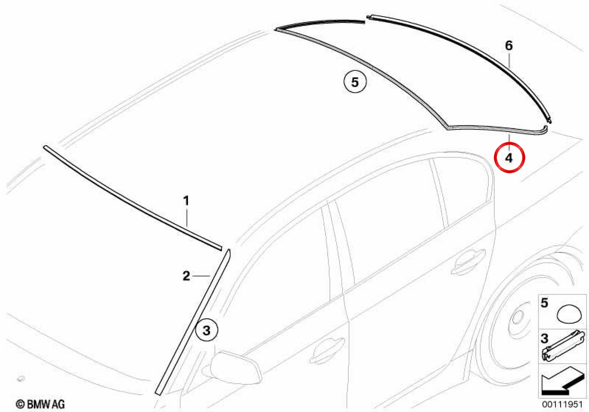 OEM 51317027916 Rear Cover for BMW 5 E60 Series, E60 LCI (2001–2009). Original BMW.