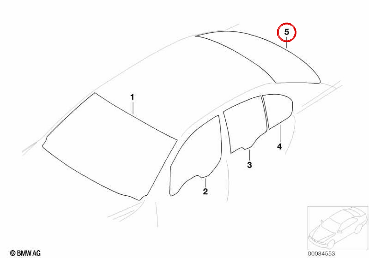 OM 51317074923 Luggetria a tinta verde per BMW E65, E66. BMW originale.
