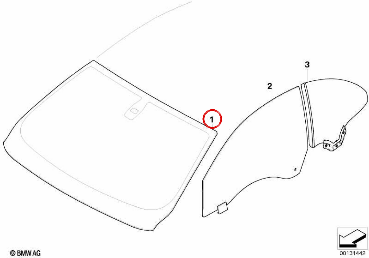 Green windshield with rain sensor OEM 51317138818 for BMW E63, E64. Original BMW.