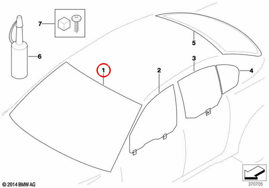 Parabrisas calefactable OEM 51317172441 para BMW E60, E61. Original BMW.