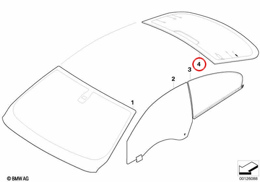 Finestra posteriore verde OEM 51317180322 per BMW E63, E64. BMW originale.