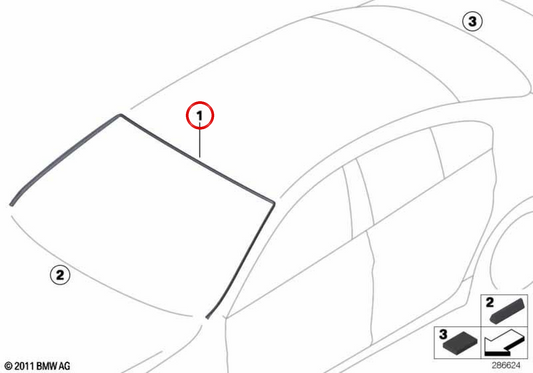 Incoraggia la copertura per il parabrezza OEM 51317227338 per la BMW 6 F12 Serie, F13. BMW originale.