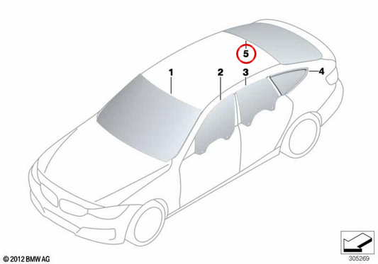 Finestra posteriore OEM 51317295629 per BMW F34. BMW originale.