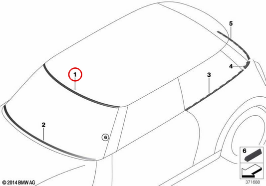 Couvercle supérieur de pare-brise OEM 51317404771 pour MINI F56, F56 LCI, F56 BEV, F56 BEV LCI, F66… et plus. Original MINI.