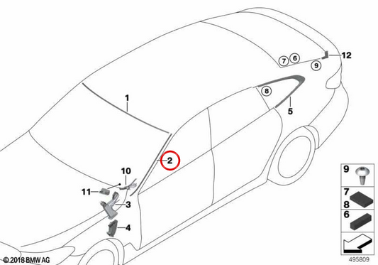 Sinistra incoraggia la copertura del parabrezza OEM 51317412653 per BMW G32. BMW originale.
