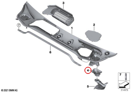 Canal de drenaje superior izquierdo OEM 51317954576 para BMW iX (I20). Original BMW.