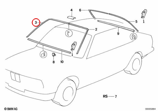 Rechte Zierrahmen OEM 51318117458 für BMW 5er E34. Original BMW