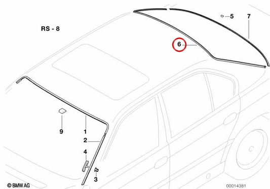 Recubrimiento superior OEM 51318162826 para BMW Serie 8 E31 y Serie 7 E38. Original BMW