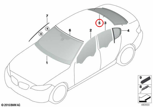 Cristal trasero OEM 51319466283 para BMW. Original BMW.