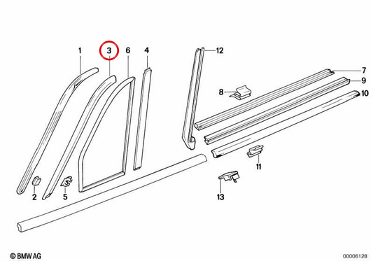Moulage supérieur gauche OEM 51321922773 pour BMW E30. BMW d'origine.
