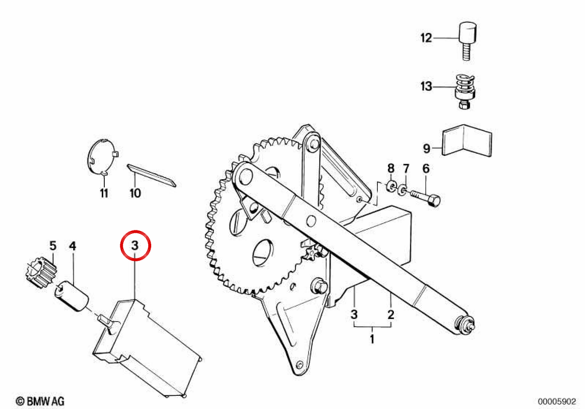 OEM 5133369248 right window engine for BMW E12, E28, E23. Original BMW.