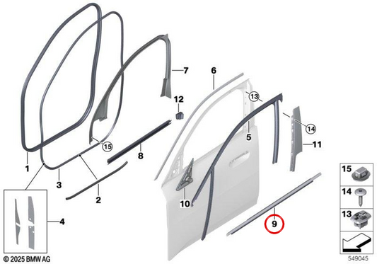 Embels incoraggia la porta d'ingresso sinistra OEM 51335A2FC43 per BMW X2 U10. BMW originale.