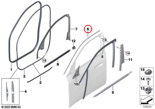 Fenster des Fensters linke Vordertür OEM 51335A2FC65 für BMW U10. Original BMW.