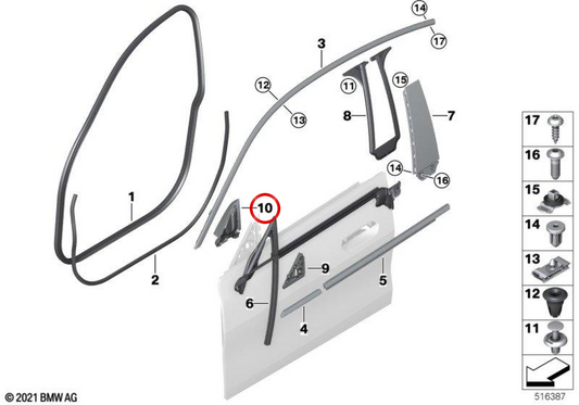 Innenabdeckung des rechten Retrovisor -Dreiecks OEM 51335A3F212 für BMW G26. Original BMW.