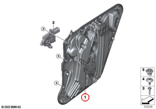 OEM 51335A620F1 Prise en charge de la porte arrière gauche pour BMW U11. BMW d'origine.
