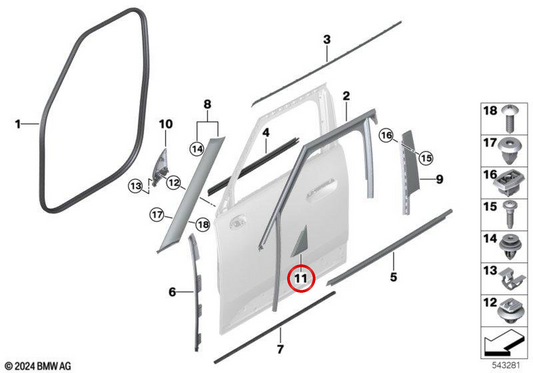 Right Mirror Triangle Cover OEM 51335A95974 for MINI Aceman J05, JCW Aceman E... and more. Original MINI.