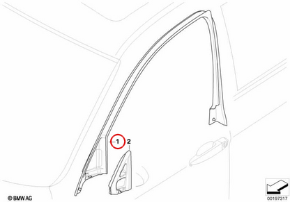 OM 5133712065555 Front Window Frame cover for BMW E90, E91. Original BMW.