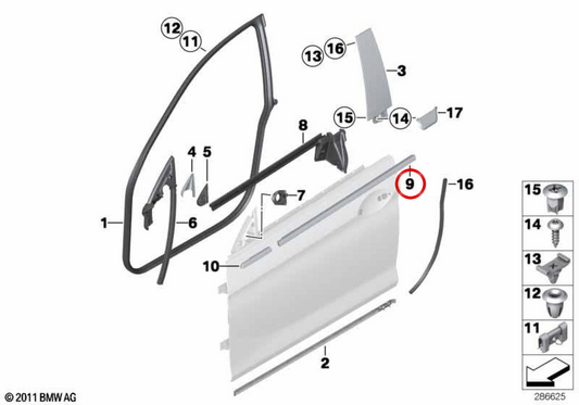 Outdoor -Formtüre rechte Tür OEM 51337291920 für BMW F06, F12, F13. Original BMW.