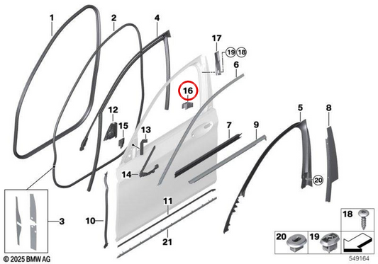Scheda Pield sinistra OEM 51337336053 per BMW G11, G12. BMW originale.