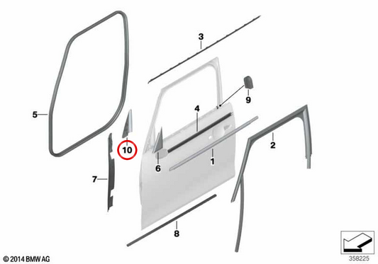 Cache triangle de guidage avant droit OEM 51337338842 pour MINI F55, F55 LCI. MINI d'origine.