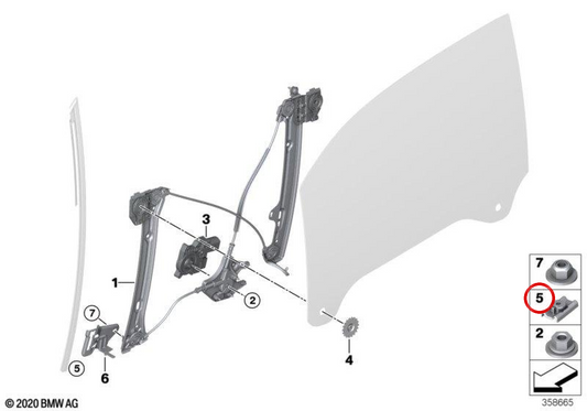 Guía deslizante OEM 51337367723 para BMW i3 (I01). Original BMW.