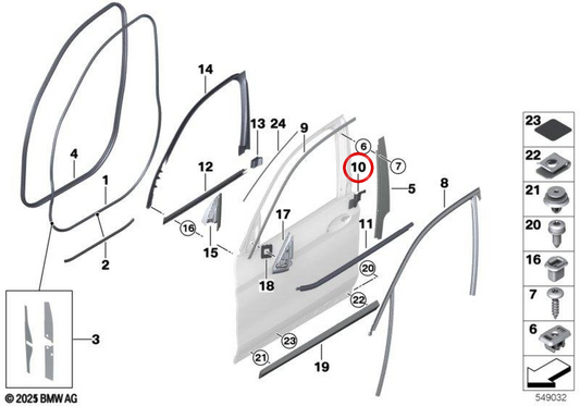 Sinistra Palaggio PILA OEM 51337393419 per BMW G01, G08, F97, G02, F98. BMW originale.