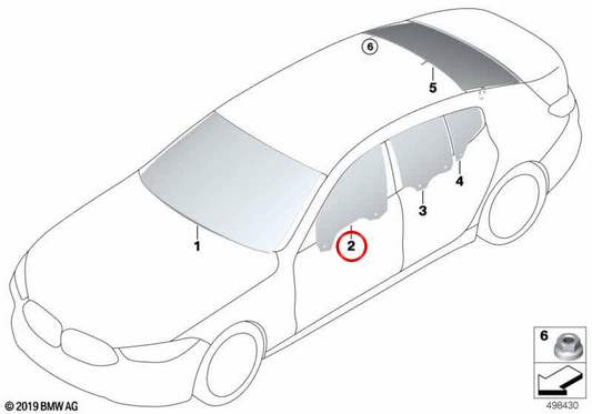 OEM 51337428509 vetro laterale per BMW F93, G16. BMW originale.