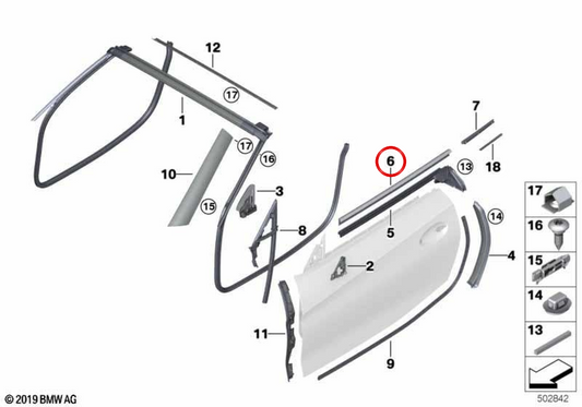 Tampa de acabamento da porta dianteira esquerda OEM 51337429637 para BMW G29. BMW genuíno.
