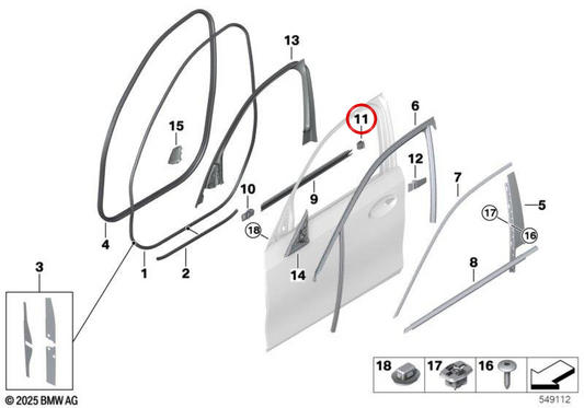 ** La tavola incoraggia la porta d'ingresso sinistra PILA B OEM 51337437451 per BMW G20, G21, G28, G80, G81. BMW originale.