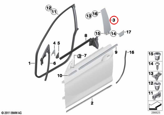 Pilar B stampaggio OEM 51337453329 Porta anteriore sinistra per BMW F06. BMW originale.