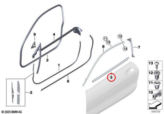 Copertura esterna della porta d'ingresso destra OEM 51337456036 per BMW F91, F92, G14, G15. BMW originale.