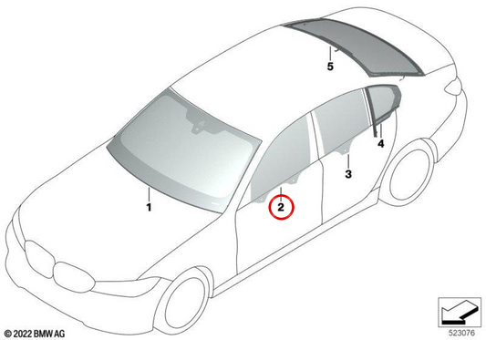 Seitenfenster Tür OEM 51337933437 für BMW 3er Limousine G20 316d, 318d… und mehr. Original BMW.