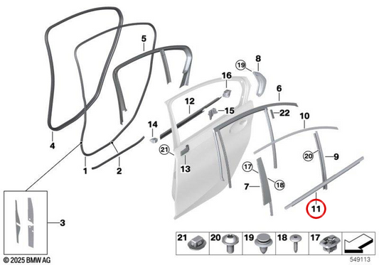 Toit côté droit OEM Porte arrière 51338098538 pour BMW G28. BMW d'origine.