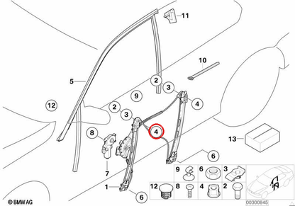 Guida al cristallo GATE OEM 51338242760 per BMW E46, E53. BMW originale.