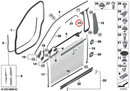 Evelolecedora Pilar B Board OEM 51338491331 per BMW E46. BMW originale.