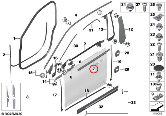Outdoor -Abdeckung rechts Vordertür OEM 51338491344 für BMW IX (i20). Original BMW.