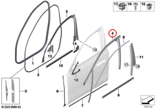 Finestra della porta anteriore destra 51339447424 per BMW G70. BMW originale.