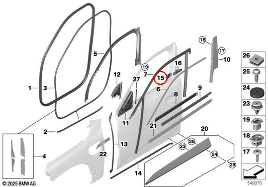 Joint de clôture à droite 51339451292 pour BMW G09. BMW d'origine.