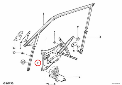OEM window guide 51341938062 for BMW E34, E32. Original BMW.