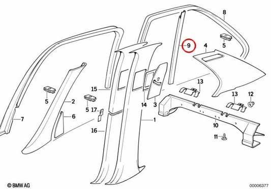 Right cover OEM 51341946958 for BMW E34. Original BMW.
