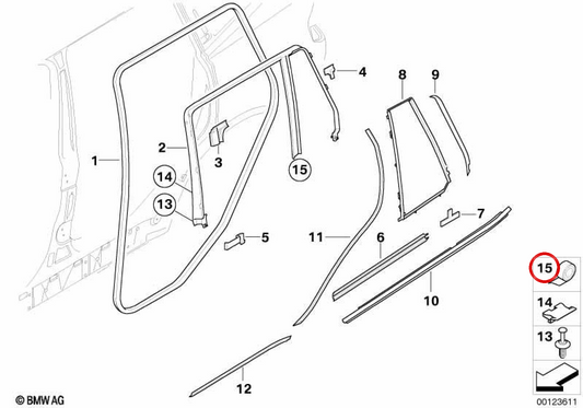 Nastro di tenuta per BMW 3 E46 Series, 7 E32, E38, X3 E83 (OEM 51347007482). BMW originale