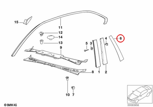 Links hintere Formteile OEM 51348171111 für BMW E36. Original BMW.