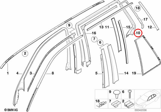Coperchio della porta con interruttore posteriore sinistro OEM 51348190725 per BMW E39. BMW originale.
