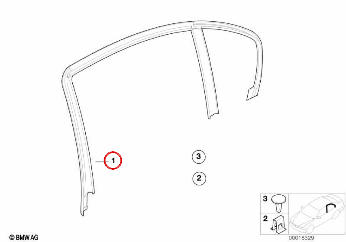 LEFT WINDOW FRAME OEM 51348212523 FOR BMW E46. Original BMW piece.
