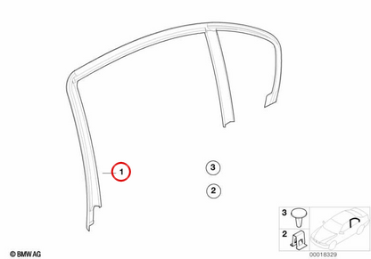 LEFT WINDOW FRAME OEM 51348212523 FOR BMW E46. Original BMW piece.