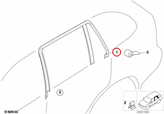OM 51348262718 Rechter Fensterrahmen für BMW E46 (alle Modelle). Original BMW.