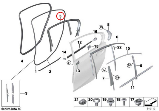 OM 51352635876 Hintertürfensterabdeckung für BMW G20, G80. Original BMW.